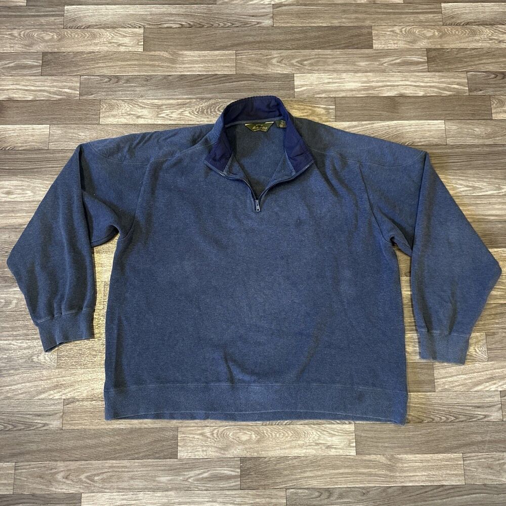 Orvis Signature Collection 1/4 Zip Pullover Sweater Men’s 2XL Blue Hiking